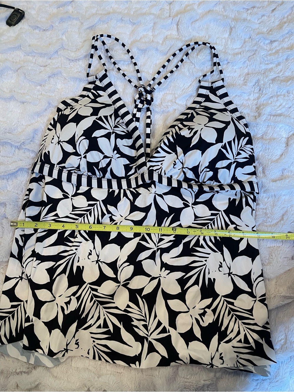 NWT Swimsuits For All Black & White Tropical Strappy Tankini Top Size 22 - Picture 4 of 5